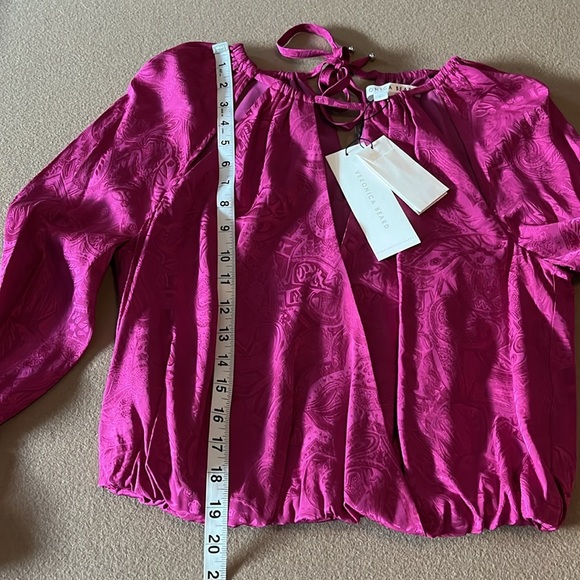 VERONICA BEARD NWT SIONNE PAISLEY BLOUSE - BRIGHT MAGENTA SILK BLEND - Size 0 - Picture 9 of 11